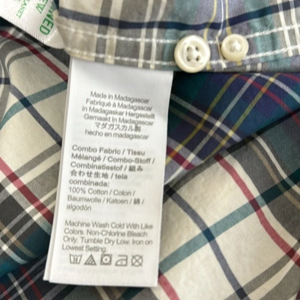 J. Crew Classic Button‎ Up Shirt Men's M Teal Purple Plaid Short Sleeve New